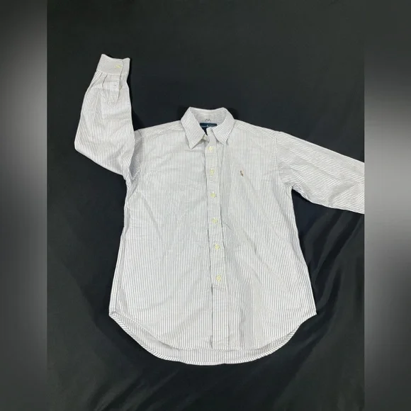 Ralph Lauren Boys Striped Long Sleeve Button Up Shirt Size 10 - Picture 1 of 10